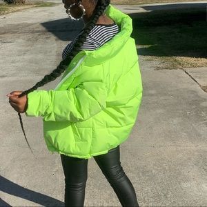 Green bubble coat